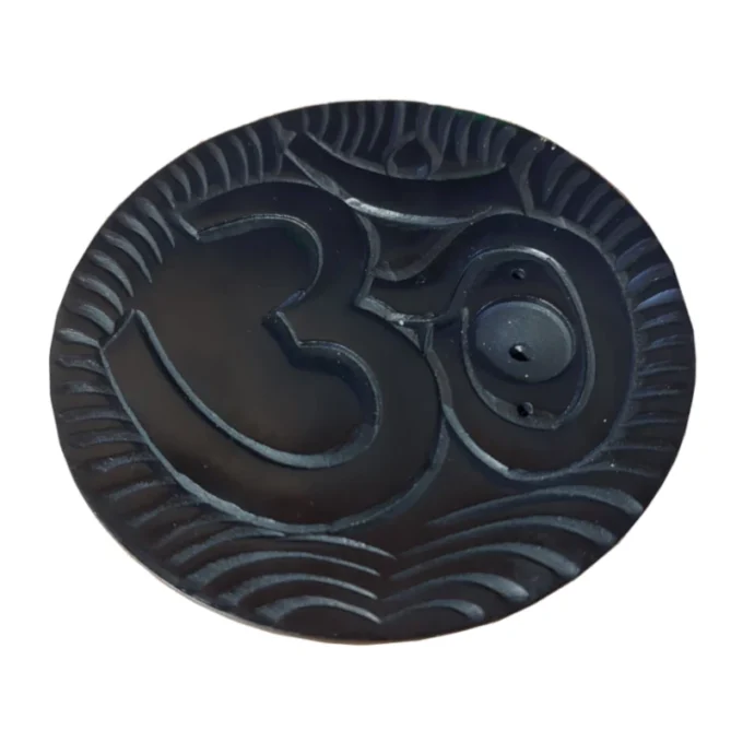 Räucherstäbchenhalter schwarz mit OM-Symbol